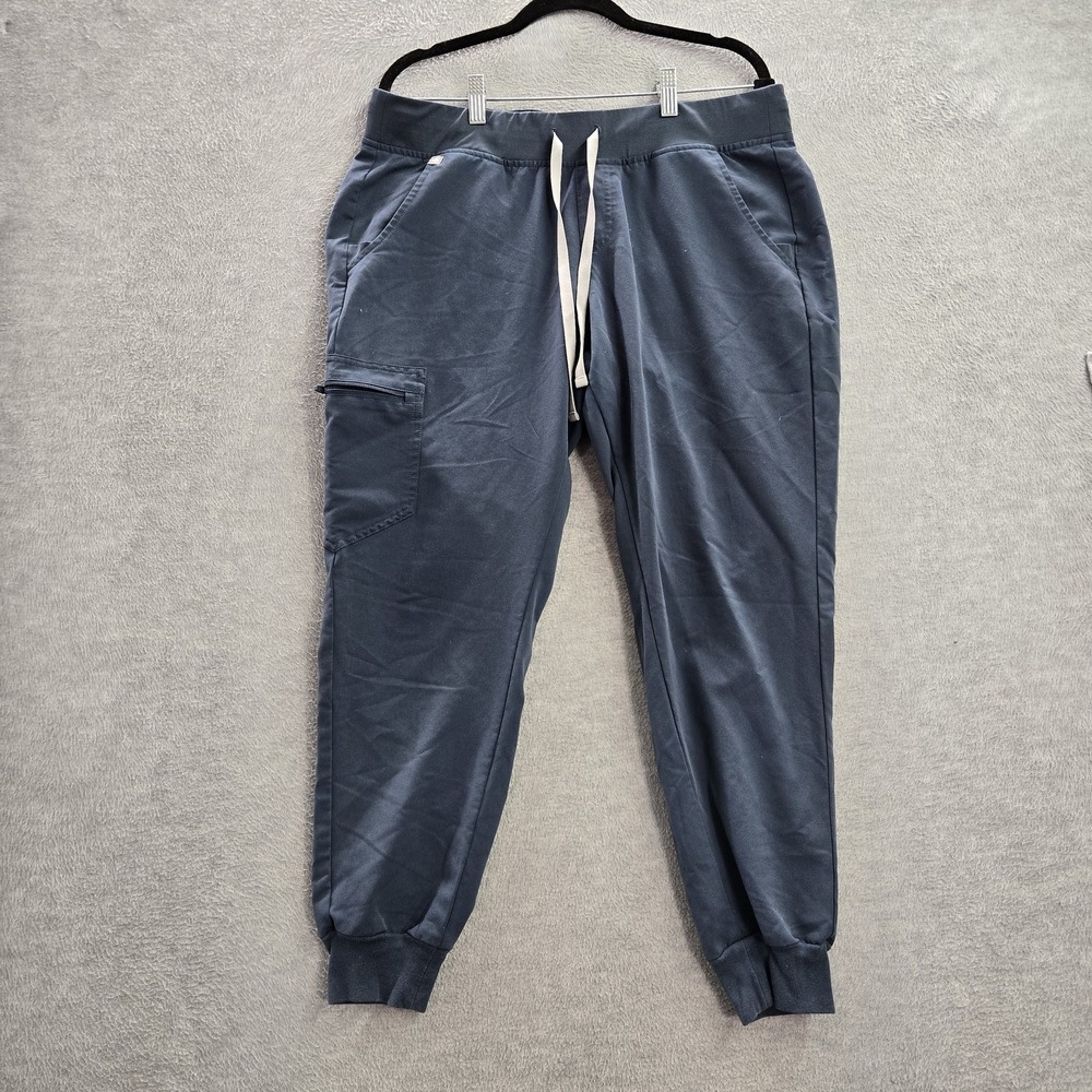 FIGS Women‎ Scrub Pants L Blue Zamora Jogger Cargo Pocket Drawstring 27" Inseam